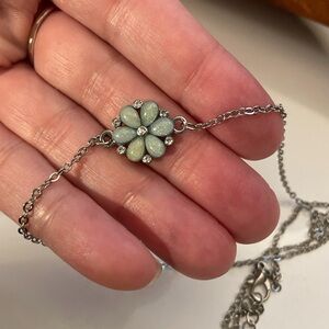 Silver Floral Pendant Necklace